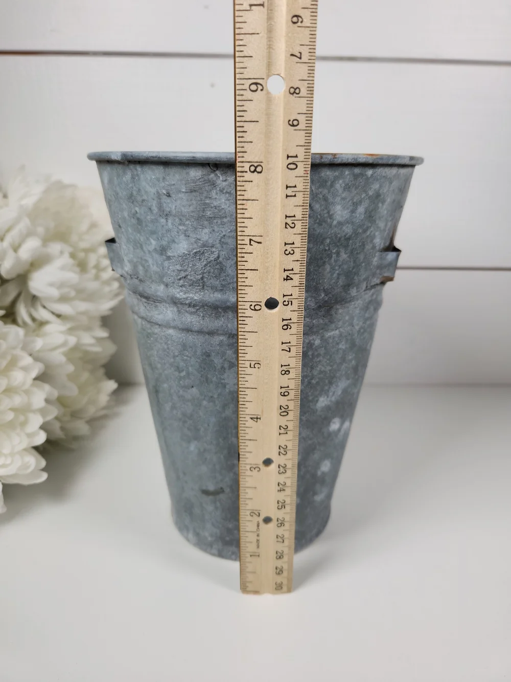 Vintage Galvanized Metal French Style Floral Basket | Flower Market Basket